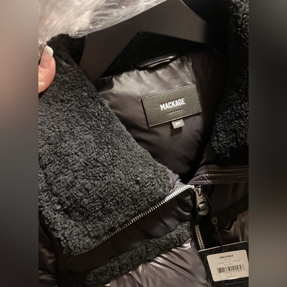 NWT Mackage Miya Shearling Trim Puffer Jacket Medium - Picture 7 of 10
